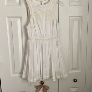 Free People White Birds of A Feather‎ Dress Embroidered Mini Size 2